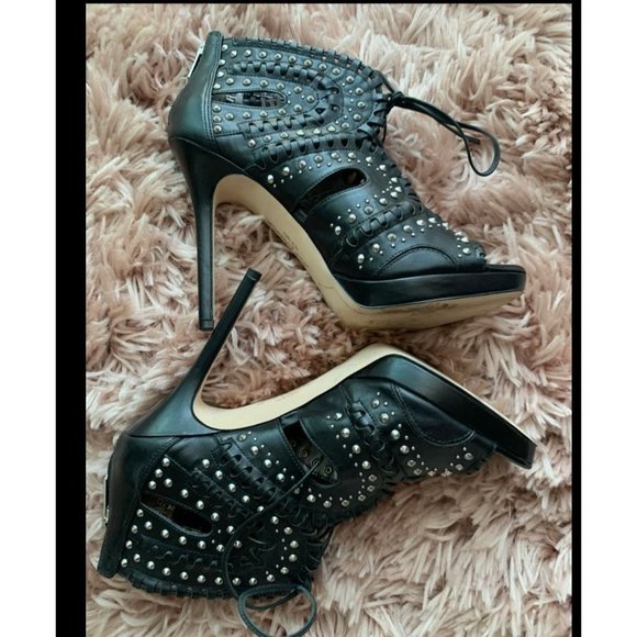 Women’s Sam Edelman Elyse Black Studed Heels Size 9.5 grunge goth edgy - Picture 1 of 7
